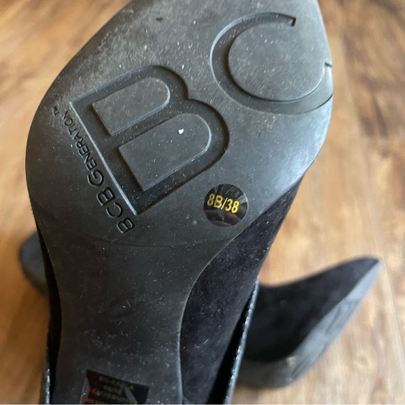 BCBG Generation Earla Black Suede Boots Mosaic Cuff Mid Calf Boots Sz 8 - Picture 6 of 7